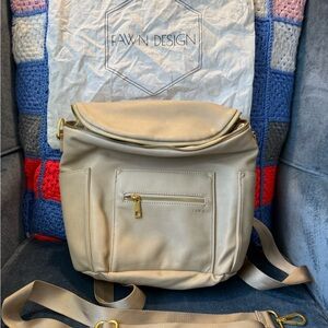 Fawn Design Mini Taupe Backpack with Gold Hardware